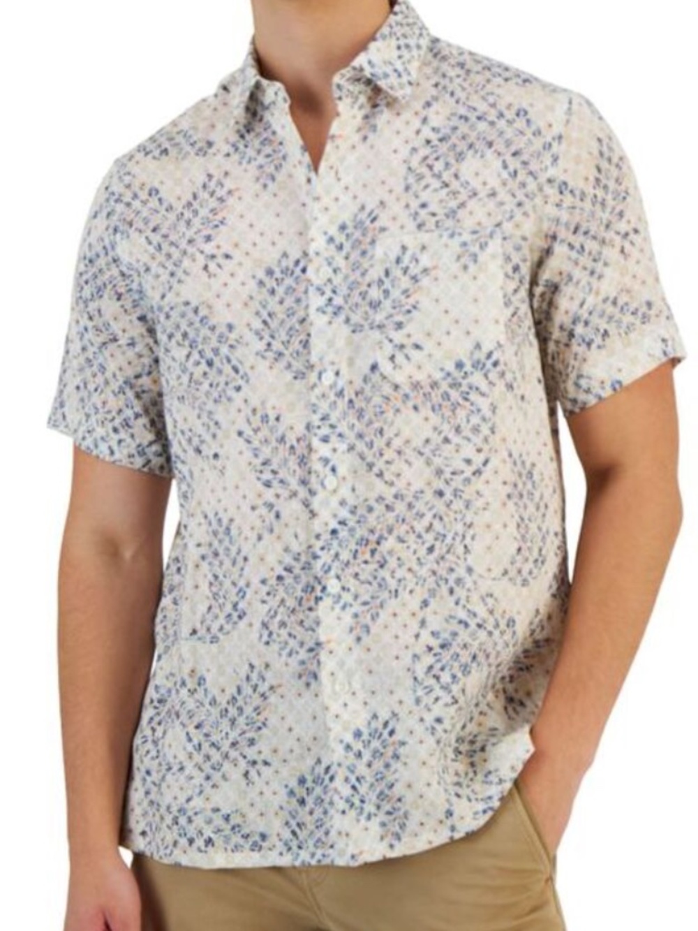 Club Room Luxury Linen Short Sleeve Button Down Shirt